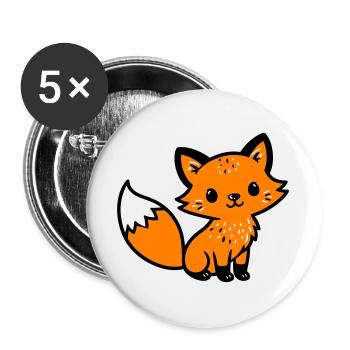 Fuchs Niedlich Comic - Buttons groß 56 mm (5er Pack) - Weiß - Vorne
