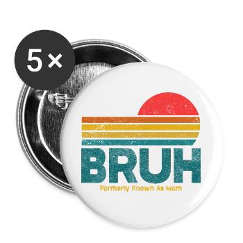 Retro Sunset Bruh Mama - Buttons groß 56 mm (5er Pack) - Weiß - Vorne