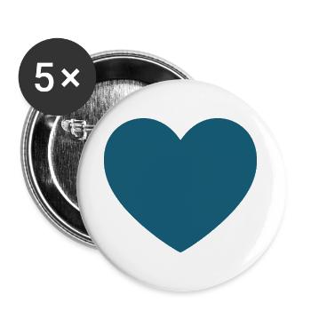 blaues Herz Geschenk Valentinstag - Buttons groß 56 mm (5er Pack) - Weiß - Vorne