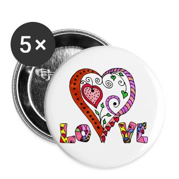 Herz - Buttons groß 56 mm (5er Pack) - Weiß - Vorne