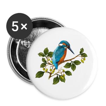 Bunter Vogel - Buttons groß 56 mm (5er Pack) - Weiß - Vorne