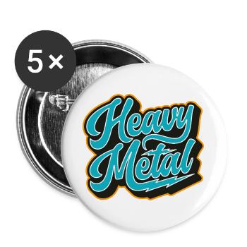 Heavy Metal Retro Script - Buttons large 2.2''/56 mm (5-pack) - white - Front