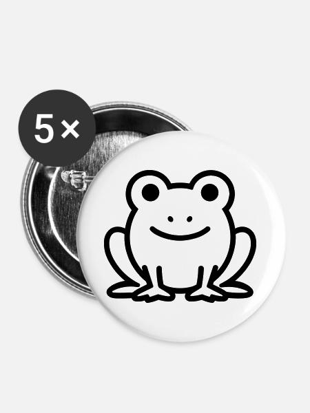 Frosch - Buttons groß 56 mm (5er Pack) - Weiß