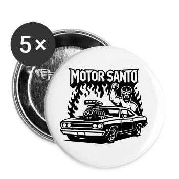 Moteur Santo Fire Hotrod - Lot de 5 grands badges (56 mm) - blanc - Devant