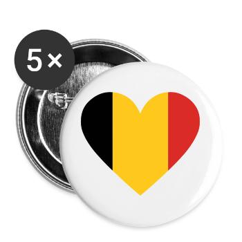 Yellow and red tricolor heart - Buttons large 2.2''/56 mm (5-pack) - white - Front