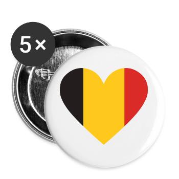 Humor, belgisch, belgisch, Flagge, Pommes, Pommes - Buttons groß 56 mm (5er Pack) - Weiß - Vorne