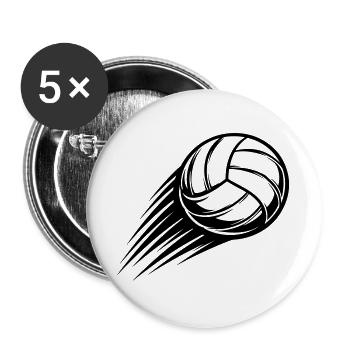 Volleyball Ball - Buttons groß 56 mm (5er Pack) - Weiß - Vorne