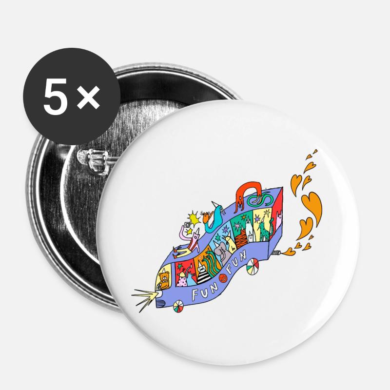 FUN_FUN_EXPRESS - Buttons groß 56 mm (5er Pack) - Weiß