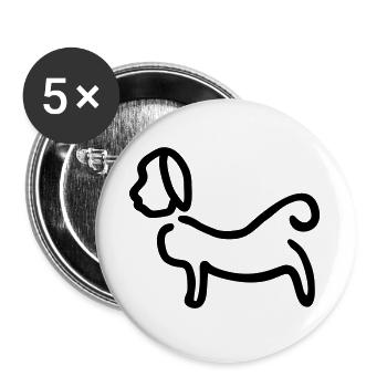 Hund_Silhouette - Lot de 5 grands badges (56 mm) - blanc - Devant