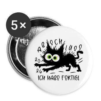 Remise des diplômes 2026 J’en ai fini chat - Lot de 5 grands badges (56 mm) - blanc - Devant