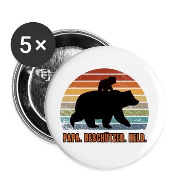 Daddy You're My Hero Protector Dad Bear - Buttons large 2.2''/56 mm (5-pack) - white - Front