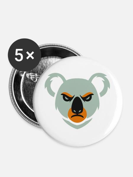 Wütender Koala Blick - Buttons groß 56 mm (5er Pack) - Weiß