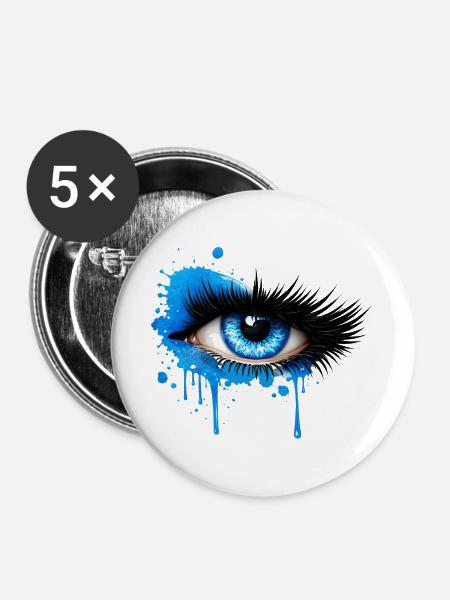 Blaues Auge im Graffiti Stil - Buttons groß 56 mm (5er Pack) - Weiß