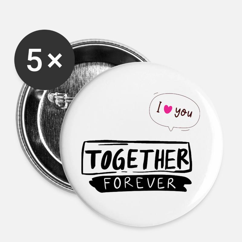 Together Forever - Buttons large 2.2''/56 mm (5-pack) - white
