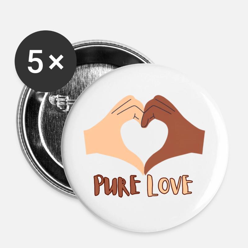 Pure Love Heart Hand Design - Buttons large 2.2''/56 mm (5-pack) - white