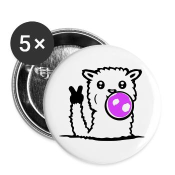 Llama Bubblegum Sunglasses Peace Victory Hand Cool - Buttons large 2.2''/56 mm (5-pack) - white - Front