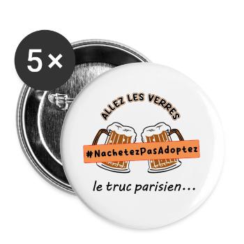 Allez_les_verres_hashtag_adoption_animale - Buttons large 2.2''/56 mm (5-pack) - white - Front