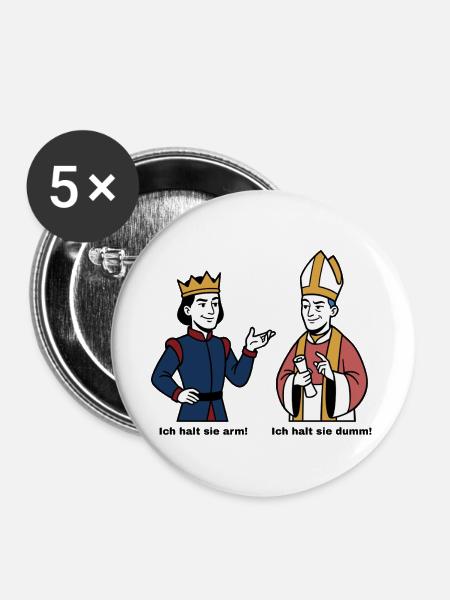 König und Bischof Cartoon - Buttons groß 56 mm (5er Pack) - Weiß