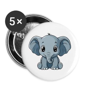 Kleiner Elefantenfreund Cartoon - Buttons groß 56 mm (5er Pack) - Weiß - Vorne