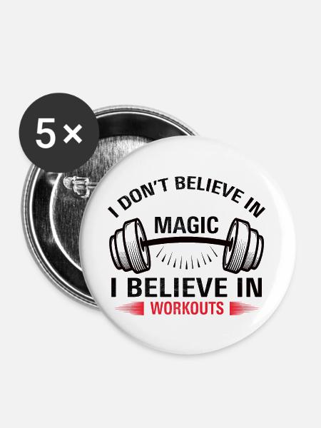 Magic Workout - Buttons groß 56 mm (5er Pack) - Weiß