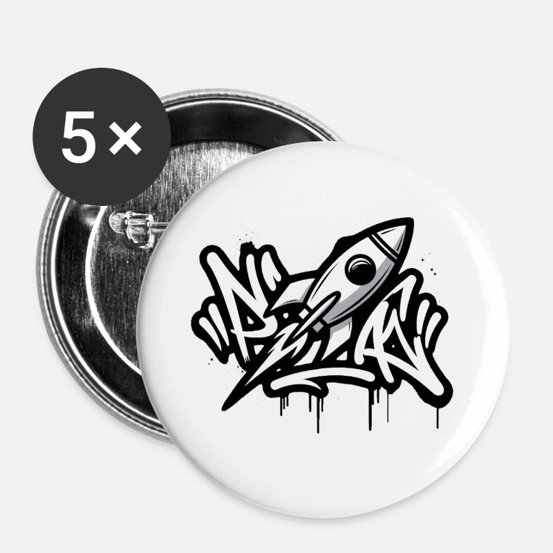 Graffiti rocket in black and white - Buttons large 2.2''/56 mm (5-pack) - white