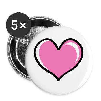 Heart Love - Buttons large 2.2''/56 mm (5-pack) - white - Front