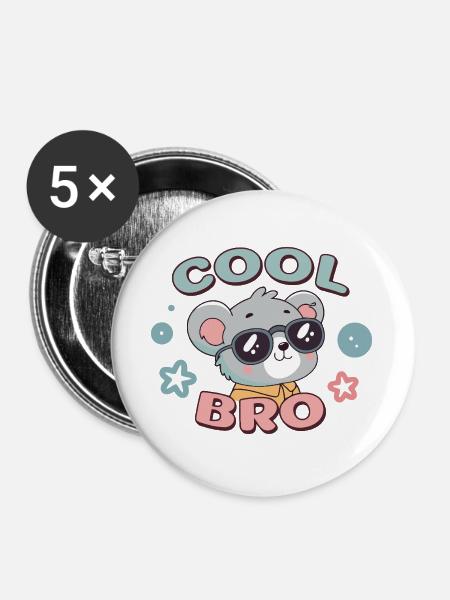 Koala Cool Bro Brille - Buttons groß 56 mm (5er Pack) - Weiß