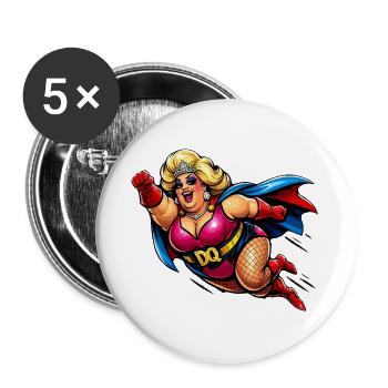 Superheroine Retro Glam Poppig - Buttons large 2.2''/56 mm (5-pack) - white - Front
