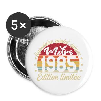 March 1985 41 Years Birthday Gift March 1985 - Buttons large 2.2''/56 mm (5-pack) - white - Front