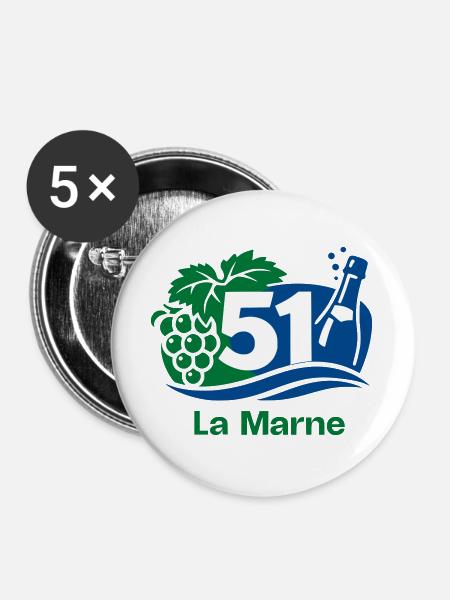 La Marne 51 Weinberg - Buttons groß 56 mm (5er Pack) - Weiß