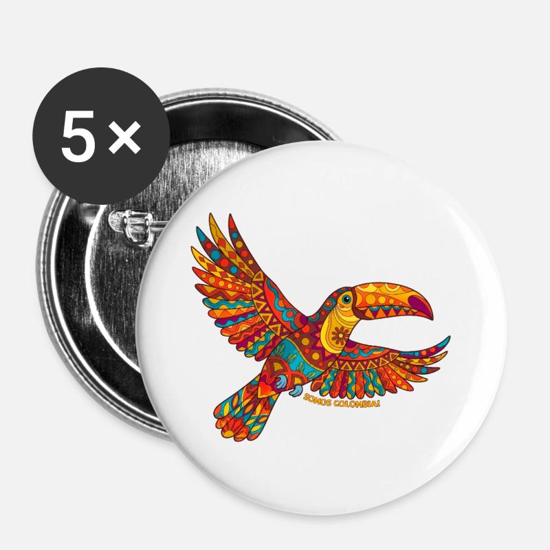 Colombian kaleidoscope toucan - Buttons large 2.2''/56 mm (5-pack) - white