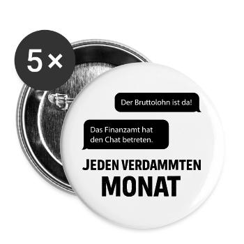 Finanzamt Betritt Den Chat - Buttons groß 56 mm (5er Pack) - Weiß - Vorne