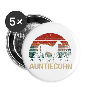 Tante Tante Tante Einhorn - Buttons groß 56 mm (5er Pack) - Weiß - Vorne
