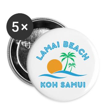 Lamai Beach Koh Samui Palm Sunset - Buttons large 2.2''/56 mm (5-pack) - white - Front