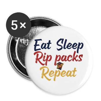 Eat Sleep Rip Packs Wiederholender Sammelkarten-Sammler - Buttons groß 56 mm (5er Pack) - Weiß - Vorne