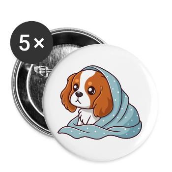 Beagle in Blau gewickelt - Buttons groß 56 mm (5er Pack) - Weiß - Vorne