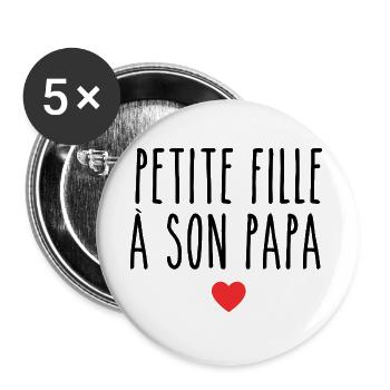 Petite fille à son papa - Lot de 5 grands badges (56 mm) - blanc - Devant