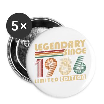 Légendaire depuis 1986 Anniversaire vintage - Lot de 5 grands badges (56 mm) - blanc - Devant
