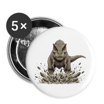 T rex Bursts out of the ground - Buttons large 2.2''/56 mm (5-pack) - white - Front