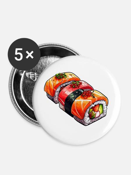 Sushi - Buttons groß 56 mm (5er Pack) - Weiß