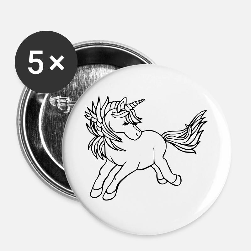 Einhorn Unicorn - Buttons large 2.2''/56 mm (5-pack) - white