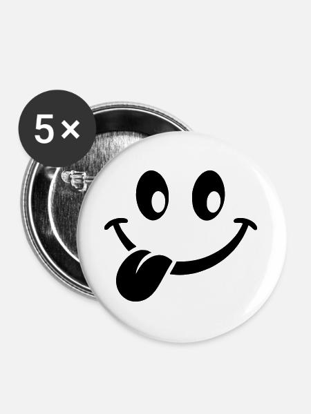 smilie - Buttons groß 56 mm (5er Pack) - Weiß