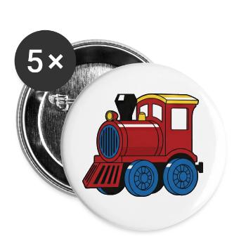 Süße Eisenbahn Lokomotive Dampflok für Kinder - Buttons groß 56 mm (5er Pack) - Weiß - Vorne