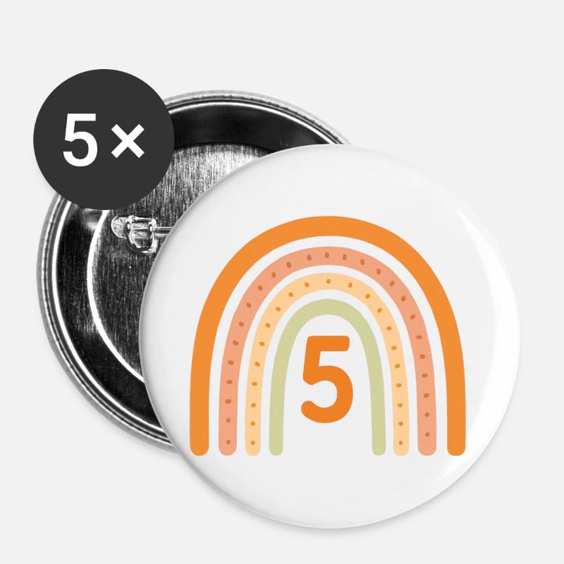 5th Birthday Rainbow - Buttons large 2.2''/56 mm (5-pack) - white