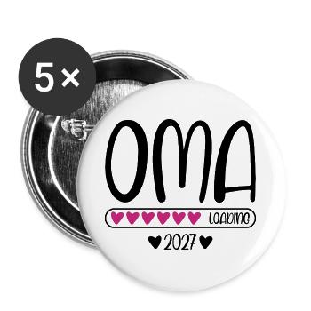Grand-mère 2027 chargement avec barre de chargement cardiaque - Lot de 5 grands badges (56 mm) - blanc - Devant