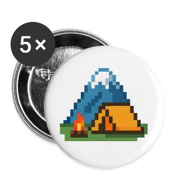 Feu de camp Pixel à la tente de montagne - Lot de 5 grands badges (56 mm) - blanc - Devant