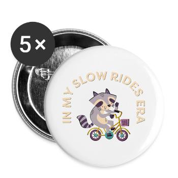 In My Slow Rides Era – Cute Bike Saying - Buttons large 2.2''/56 mm (5-pack) - white - Front