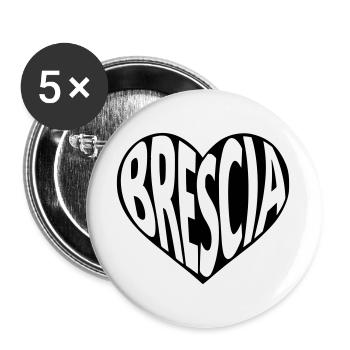 Brescia Herz Typografie - Buttons groß 56 mm (5er Pack) - Weiß - Vorne