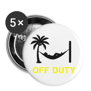 Hängematte Off Duty Spruch - Buttons groß 56 mm (5er Pack) - Weiß - Vorne