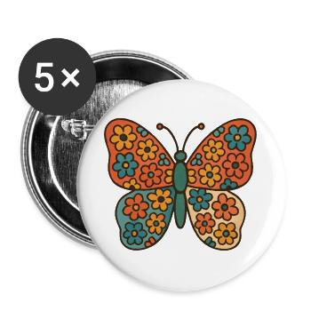 Butterfly with floral pattern - Buttons large 2.2''/56 mm (5-pack) - white - Front